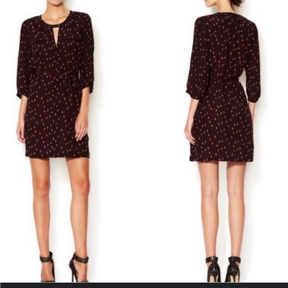 French Connection Burgundy Belted Dress size 8